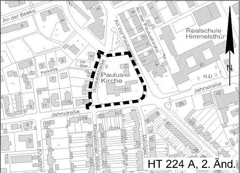 Geltungsbereich 2. Änderung des Bebauungsplans HT 224 A "Pauluskirche/Winkelstraße" © Stadt Hildesheim